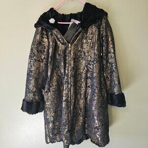 Iman Platinum Collection Faux Fur Coat with Hood Size L